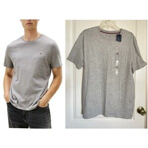 Tommy Hilfiger T-Shirt Men's Sz M Light Gray Classic Logo Casual Streetwear NWT